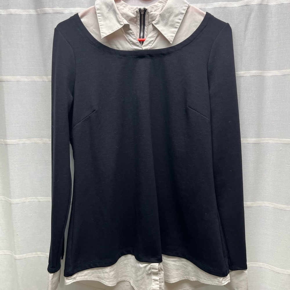 White House Black Market Black and White Blouse